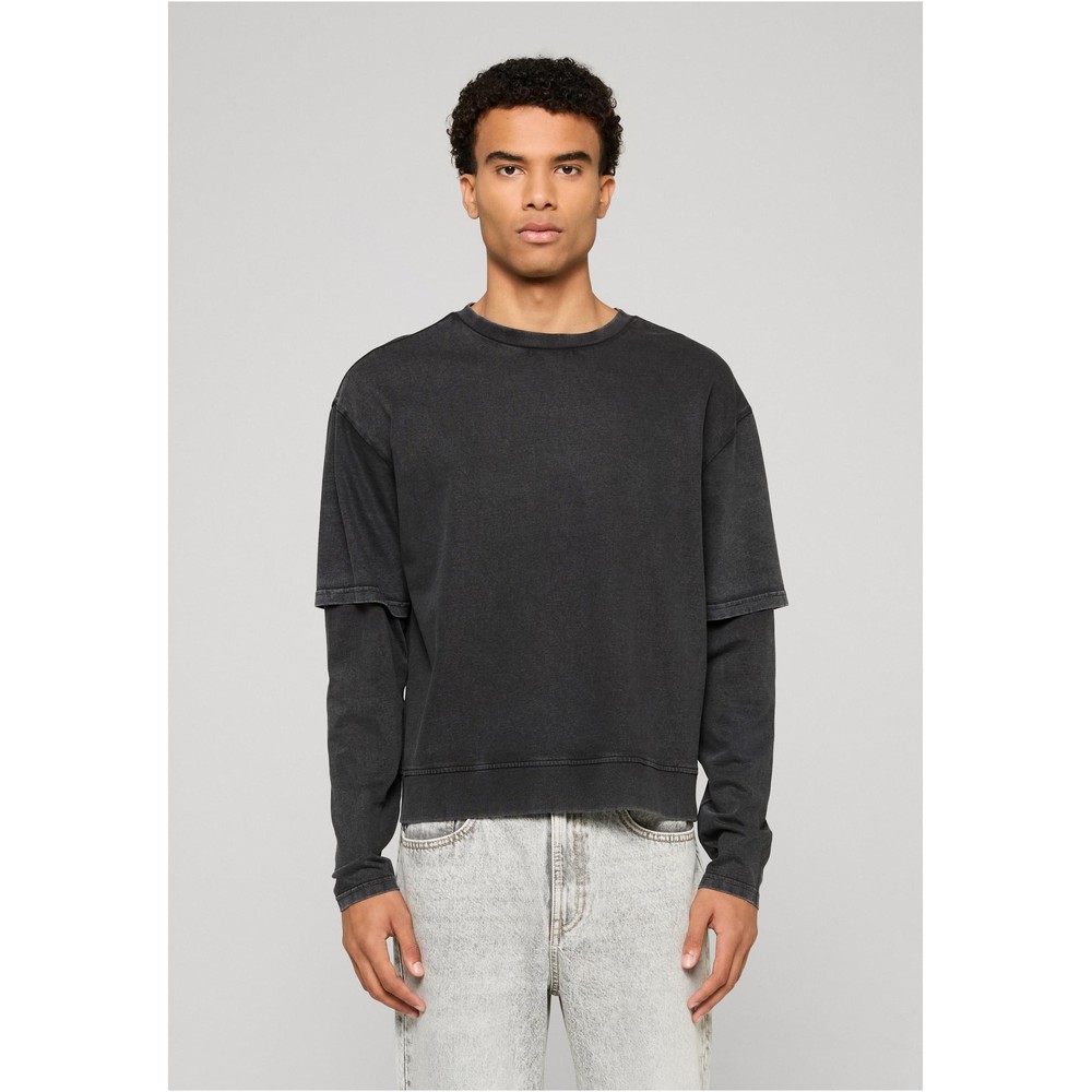 Urban Classics - Washed Double Layered Top à manches longues - Noir